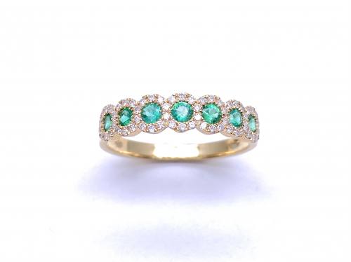 18ct Yellow Gold Emerald & Diamond Eternity Ring