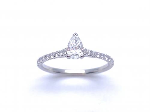 Platinum Pear Shaped Diamond Solitaire Ring 0.30ct