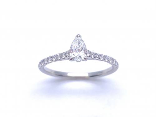 Platinum Pear Shaped Diamond Solitaire Ring