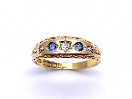 18ct Sapphire & Diamond 5 Stone Ring 1899