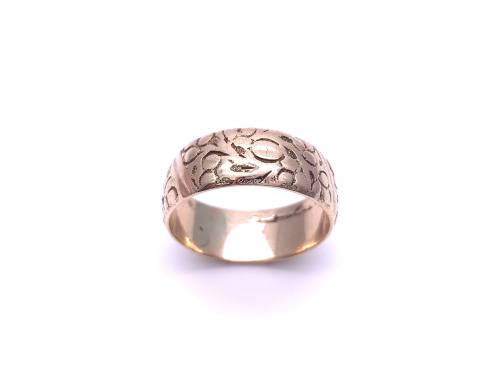 An Old 9ct Rose Gold Patterned Wedding Ring 8mm