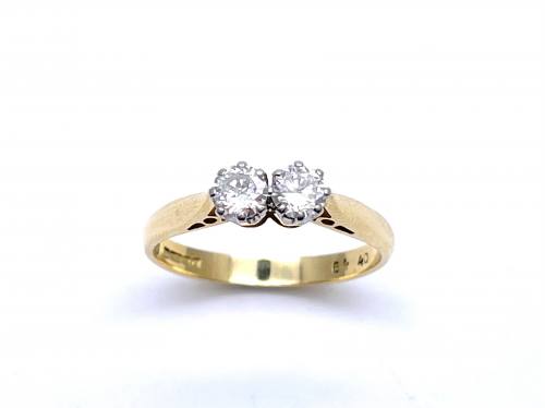 18ct Diamond 2 Stone Ring App 0.45ct