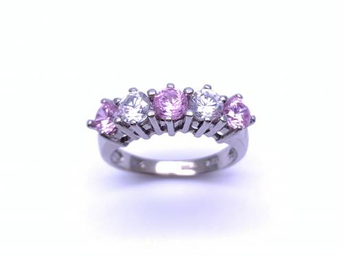 9ct Pink & White CZ Eternity Ring