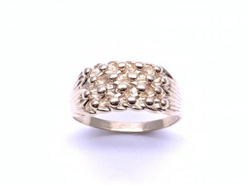 9ct Yellow Gold Gents 4 Row Keeper Ring