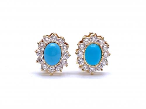 18ct Turquoise & CZ Earrings