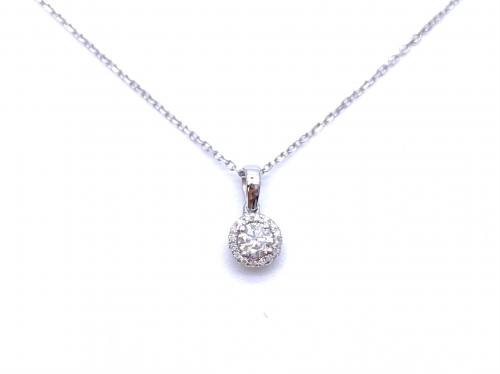 18ct White Gold Diamond Pendant & Chain 0.20ct