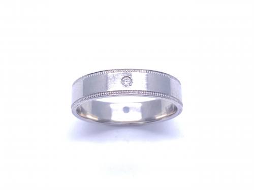 Palladium Diamond Wedding Band 5mm