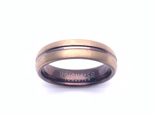 Tungsten Ring With Rose & Brown IP Plating 6mm