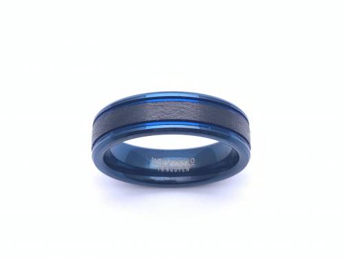 Tungsten Ring With Blue & Black IP Plating 6mm