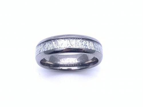 Tungsten Ring With Meteorite Paper Inlay 6mm