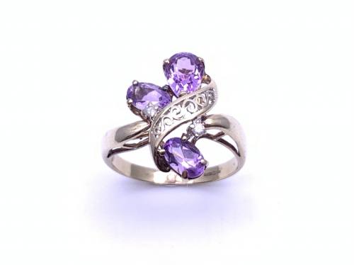 9ct Amethyst & Diamond Dress Ring