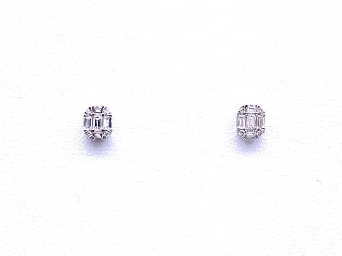 9ct White Gold Diamond Cluster Earrings 0.24ct