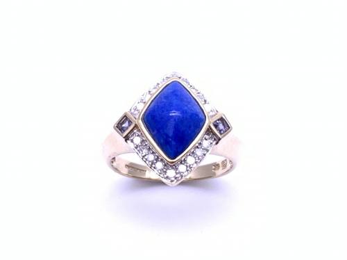 9ct Lapis Lazuli,Tanzanite&Diamond Ring