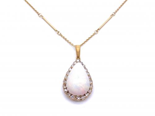 Opal & Diamond Pendant & Chain