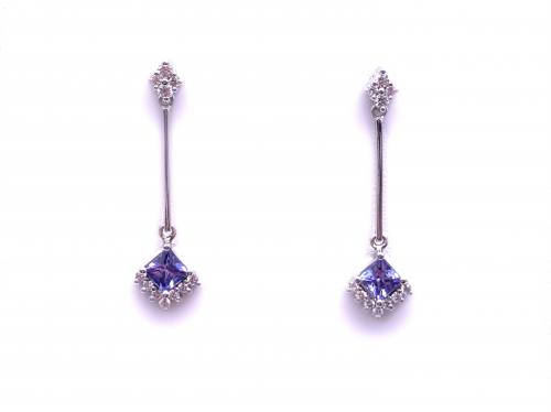 18ct Tanzanite & Diamond Drop Earrings