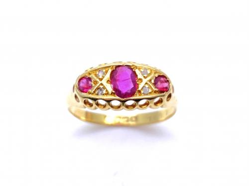 18ct Yellow Gold Ruby & Diamond Ring