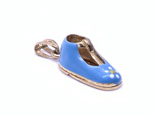 9ct Gold Blue Enamelled Shoe Charm/Pendant