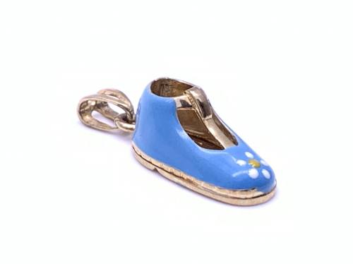 9ct Gold Blue Enamelled Shoe Charm/Pendant