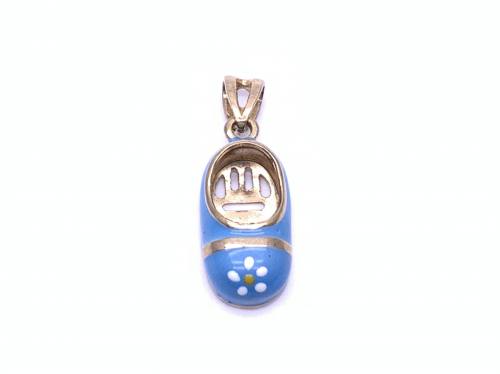 9ct Gold Blue Enamelled Shoe Charm/Pendant
