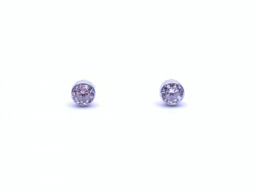 9ct White Gold CZ Solitaire Stud Earrings 4mm