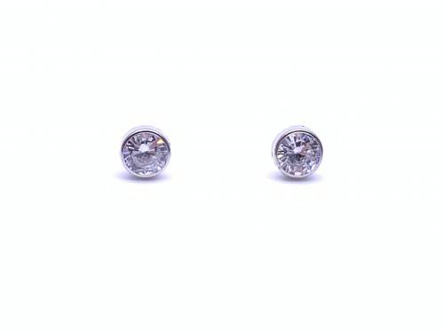 9ct White Gold CZ Solitaire Stud Earrings 5mm