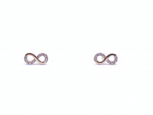 9ct Yellow Gold CZ Infinity Sign Stud Earrings