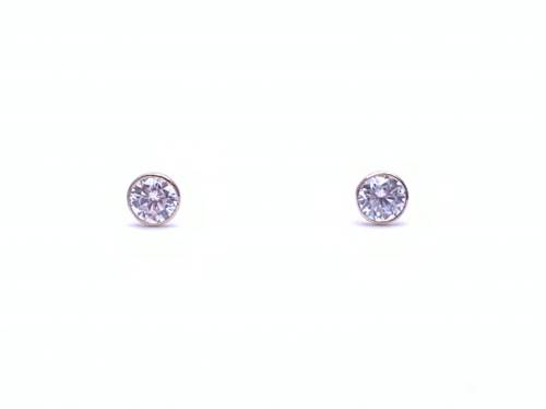 9ct Yellow Gold CZ Solitaire Stud Earrings 4mm
