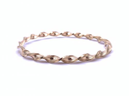 9ct Yellow Gold Textured Twisted Bangle