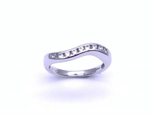 9ct White Gold CZ Wave Ring