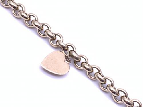 9ct Love Heart Charm Belcher Bracelet