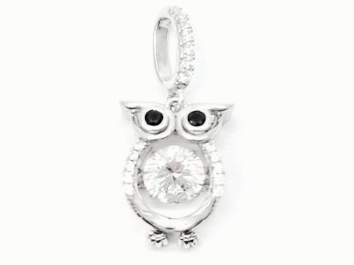 Silver Cubic Zirconia Owl Pendant