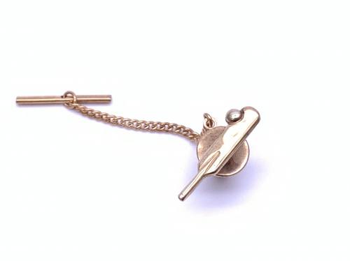 9ct Yellow Gold Cricket Tie Tack