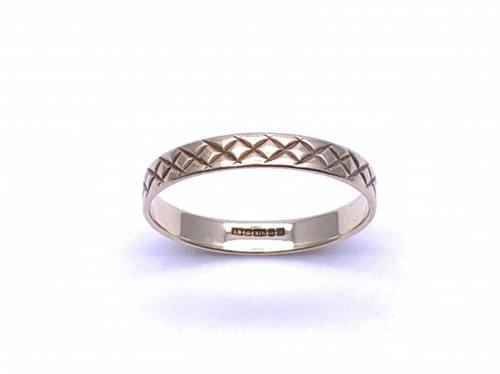 9ct Yellow Gold Patterned Band Ring