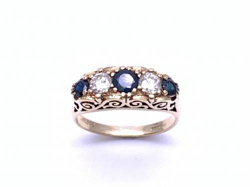 14ct Sapphire & Diamond 5 Stone Ring