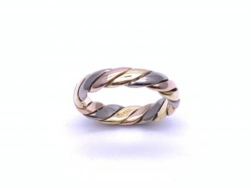 18ct 3 Colour Gold Twisted Band Ring