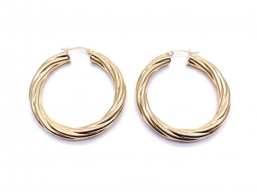 9ct Yellow Gold Twisted Hoop Earrings