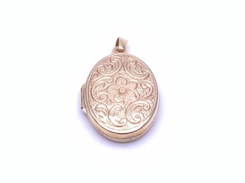 9ct Oval Shaped Floral Locket
