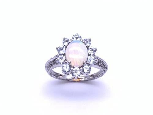 9ct Opal, Topaz & Diamond Cluster Ring