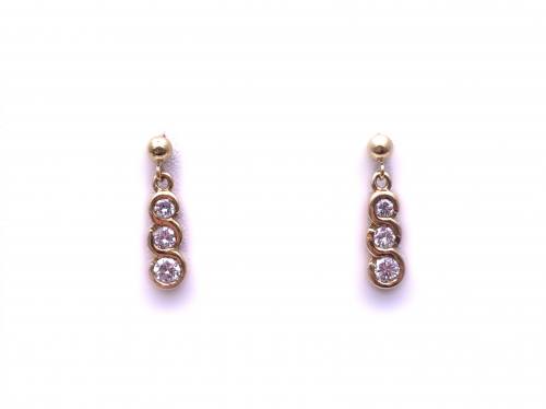 18ct Diamond 3 Stone Drop Earrings