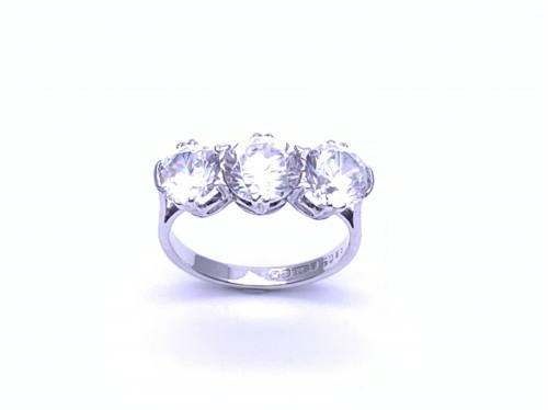9ct White Gold Zircon 3 Stone Ring
