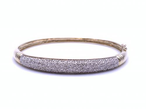 9ct Yellow Gold Diamond Pave Bangle