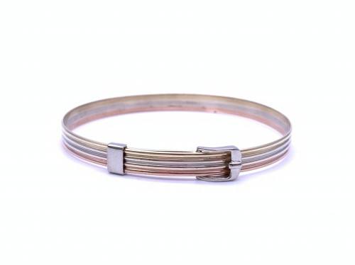 9ct 3 Colour Gold Buckle Bangle