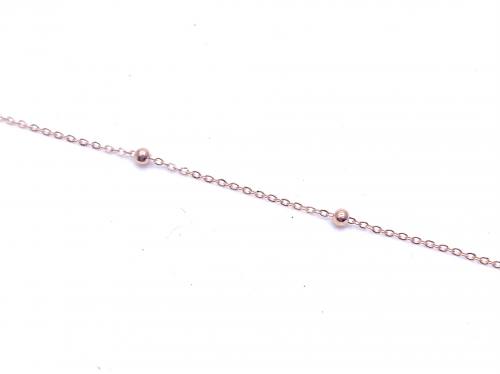 9ct Rose Gold Beaded Anklet 10 Inch