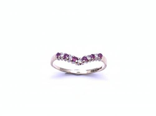 9ct Ruby & Diamond Wishbone Ring