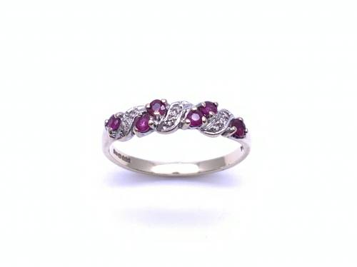 9ct Ruby & Diamond Eternity Style Ring