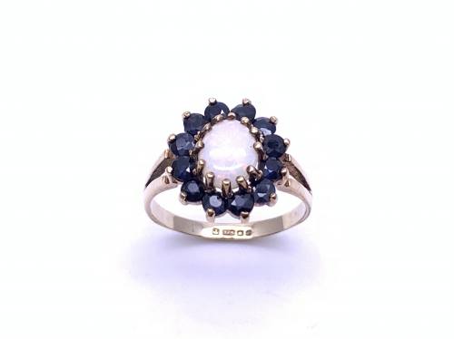 9ct Opal & Sapphire Cluster Ring