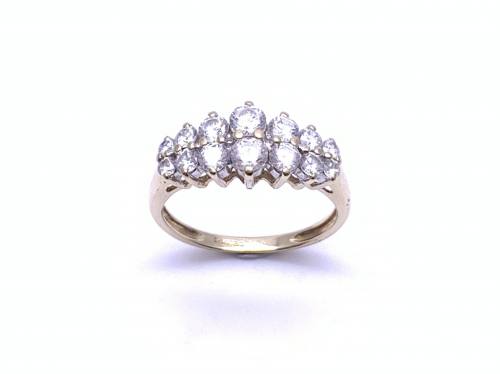 9ct Yellow Gold CZ 2 Row Ring