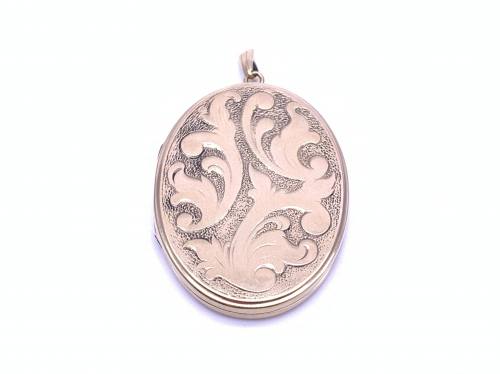 9ct Yellow Gold Engraved Oval Locket