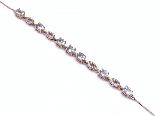 9ct Aquamarine & Diamond Bracelet