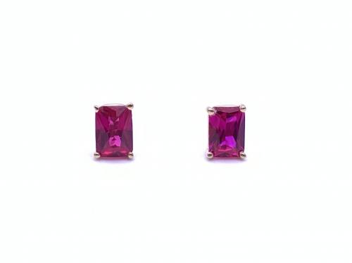 Red CZ Solitaire Stud Earrings